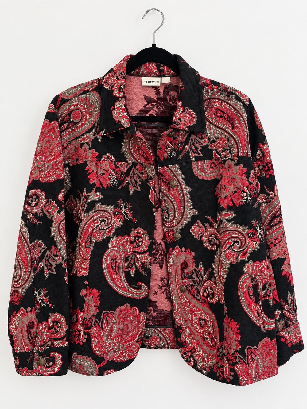 Chico's Black & Red Paisley Jacket